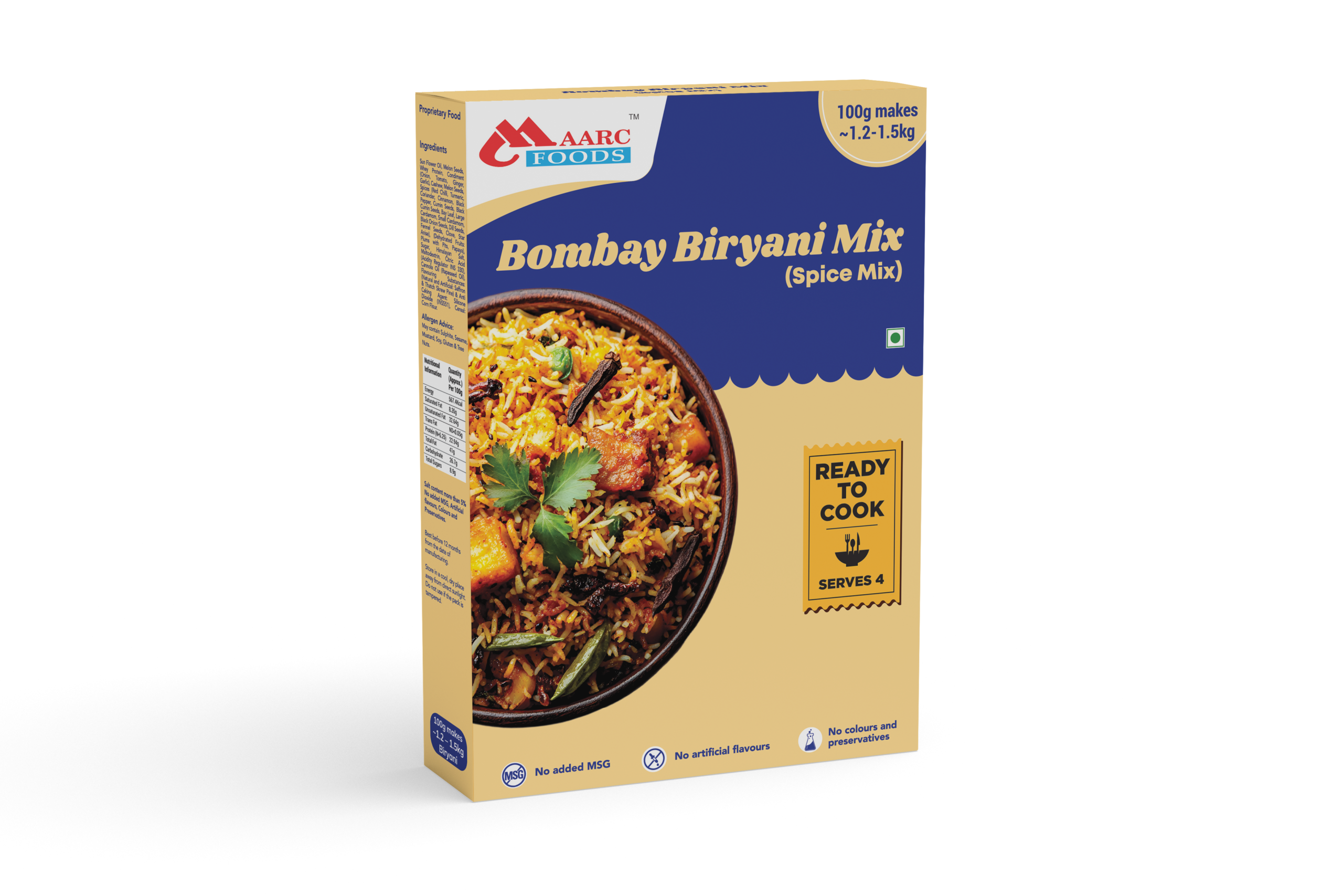 Bombay Biryani Mix (Spice Mix) 100gms pack makes 1.2 - 1.5kg Biryani (Serves 4)