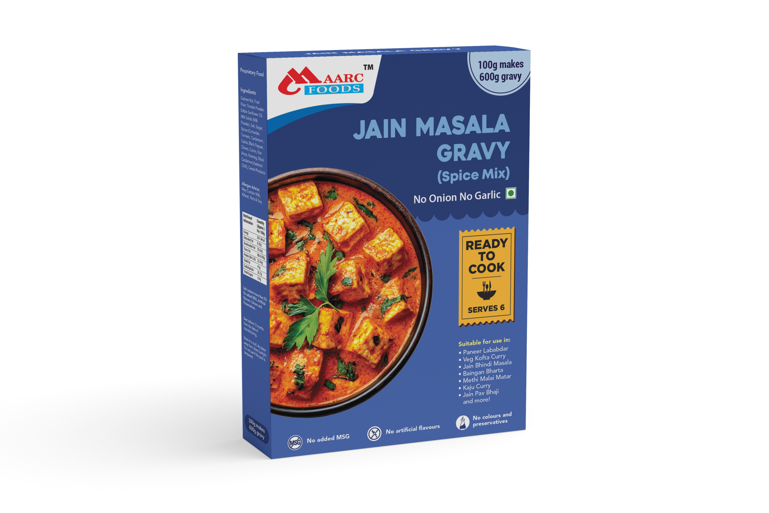 Jain Masala Gravy (Spice Mix) (NONG) 100gm + 500ml water make 600gm (Serves 6)